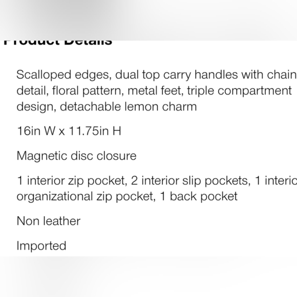 🤍🔹️Betsey Johnson🔹️ White Cream Lemon Fruit Shoulder Bag Tote Chain Strap NWT - Picture 7 of 7